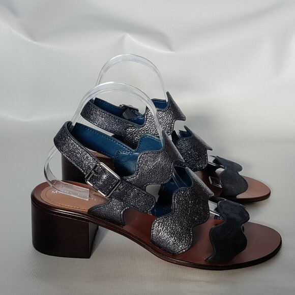 Marc Fisher Sandals Size 9 Leather Nubuck Metallic - Picture 2 of 4